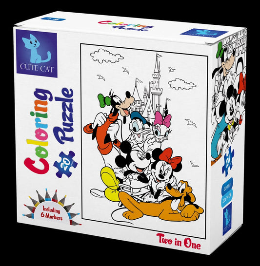 Cute Cat  Disney Characters Coloring  2 in 1  Puzzle / CLR-3012 / 20 Pieces & 24 Pieces